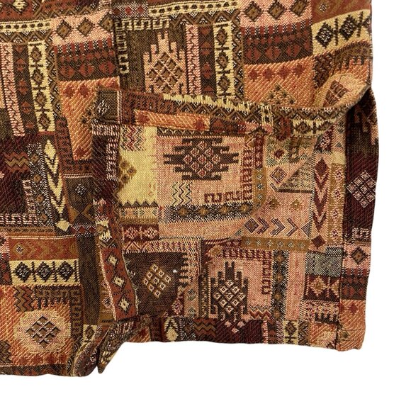 Vintage Tribal Print Jacket 1990s Cotton Long Coat Brown Abstract Print Small - Picture 5 of 5